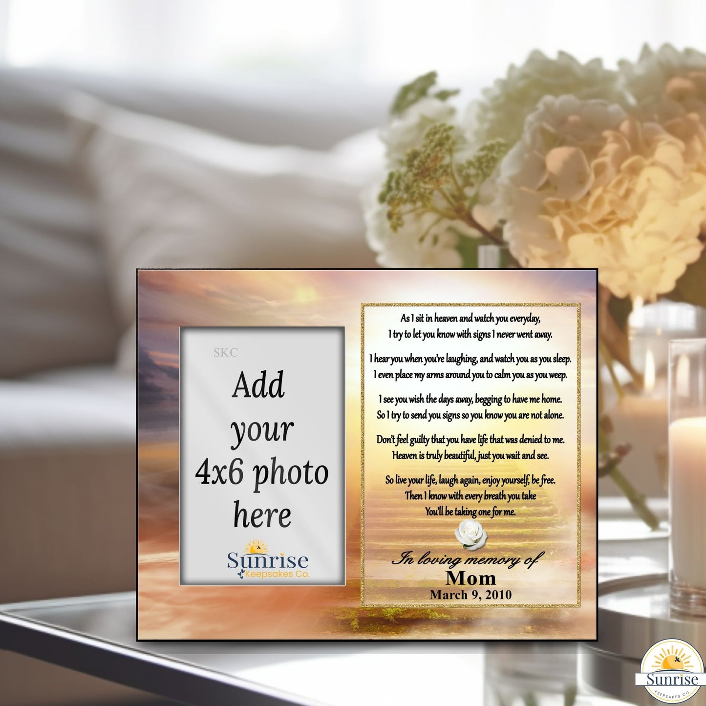 Memorial Photo Frame – As I Sit in Heaven Poem | Sympathy Gift - Sunrise Keepsakes Co.