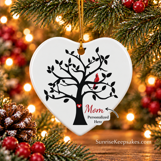 Cardinal Memorial Ornament – Personalized Ceramic Tree of Life