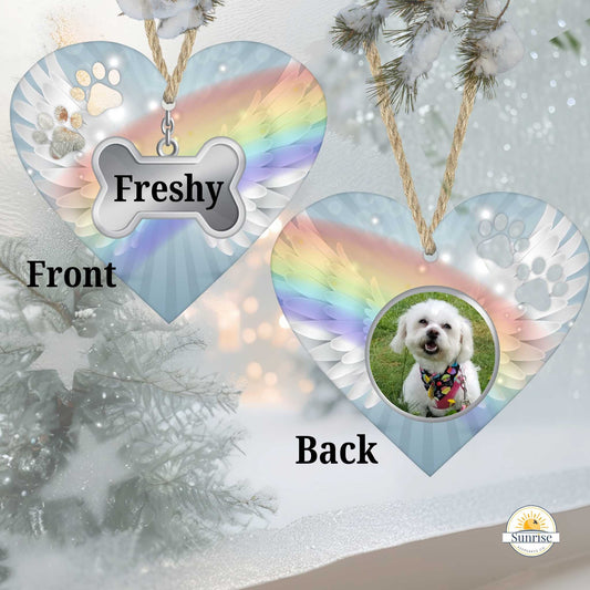 Angel Heart Paw Pet Memorial Ornament – Pet Loss Gift – Personalized pet memorial by Sunrise Keepsakes
