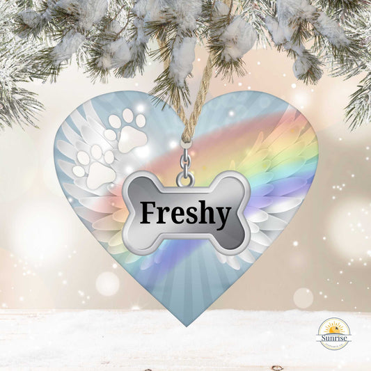 Angel Heart Paw Pet Memorial Ornament – Pet Loss Gift – Personalized pet memorial by Sunrise Keepsakes