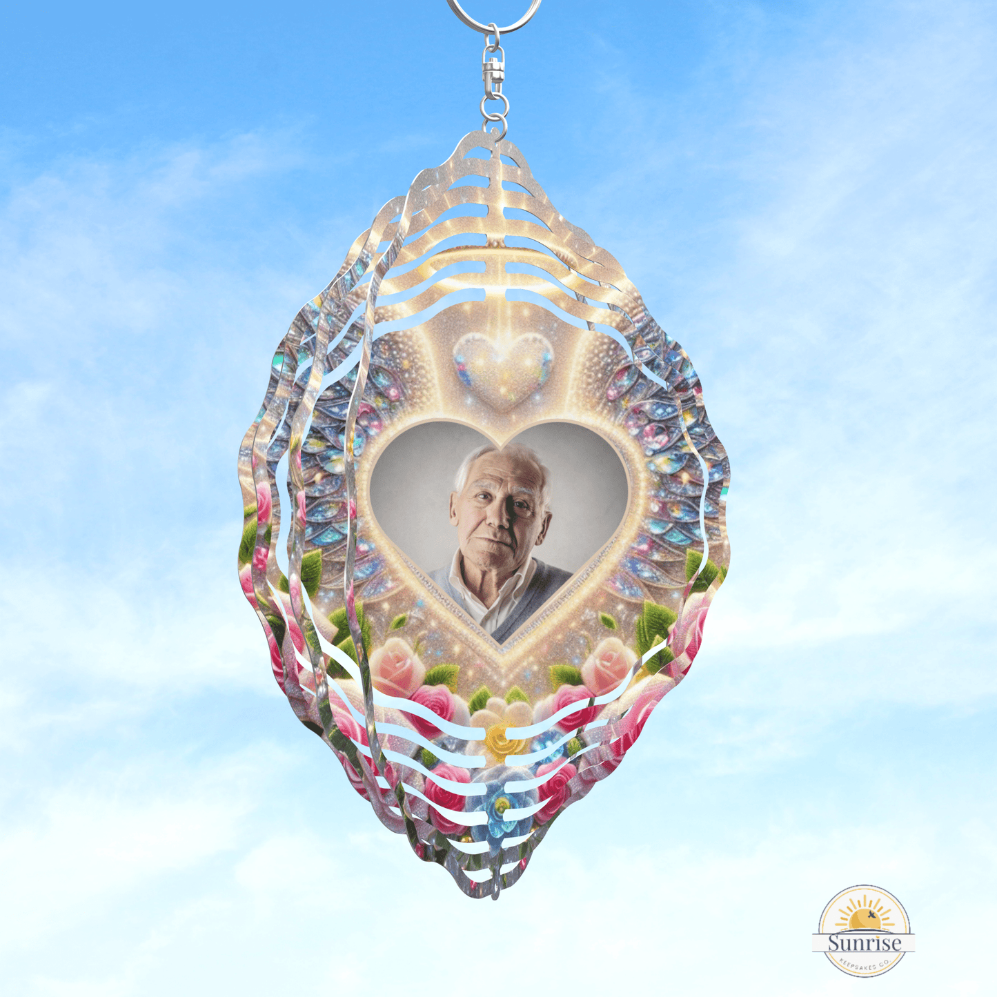 Angel Memorial Photo Wind Spinner – Your Light Will Forever Shine – Personalized Wind Spinner by Sunrise Keepsakes