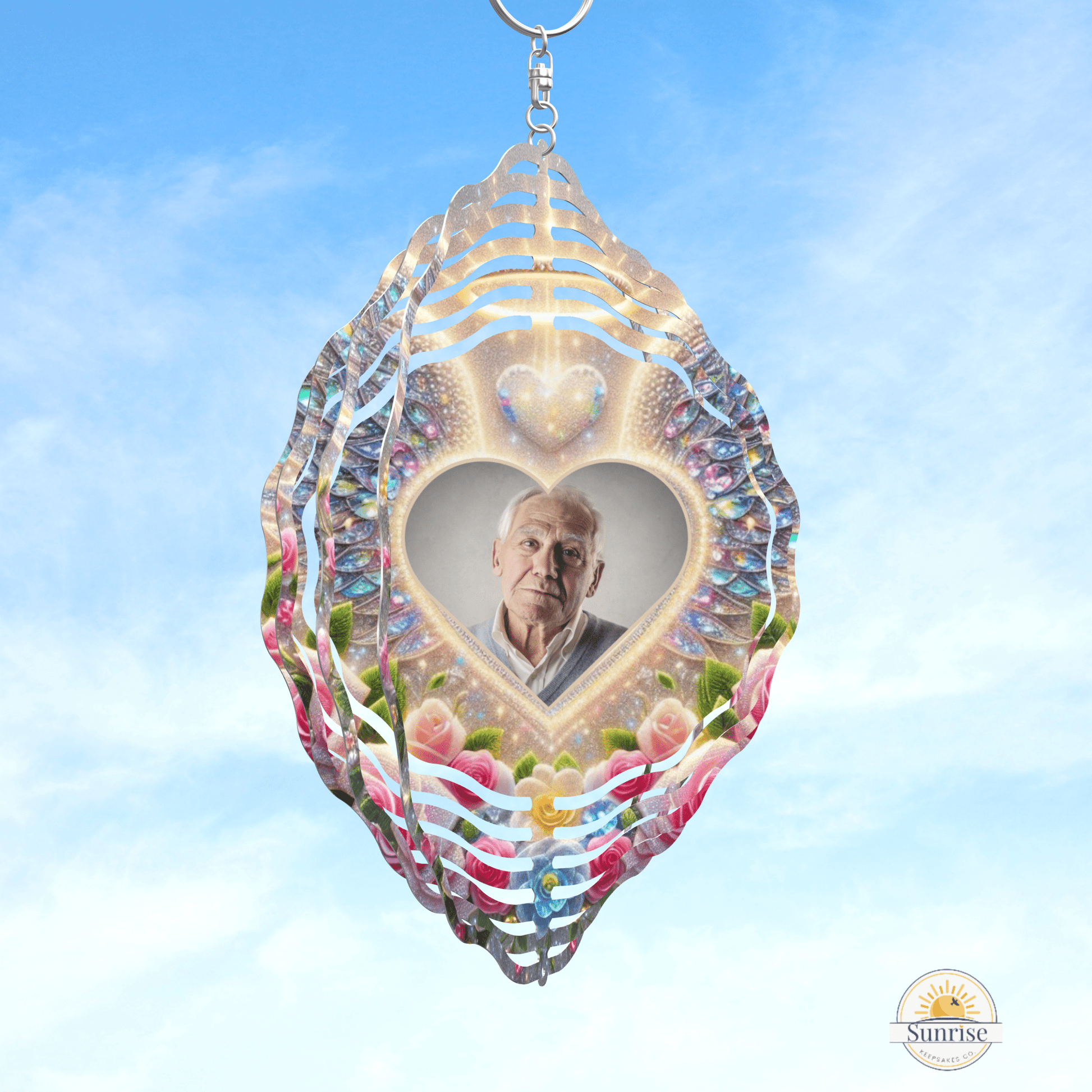 Angel Memorial Photo Wind Spinner – Your Light Will Forever Shine – Personalized Wind Spinner by Sunrise Keepsakes