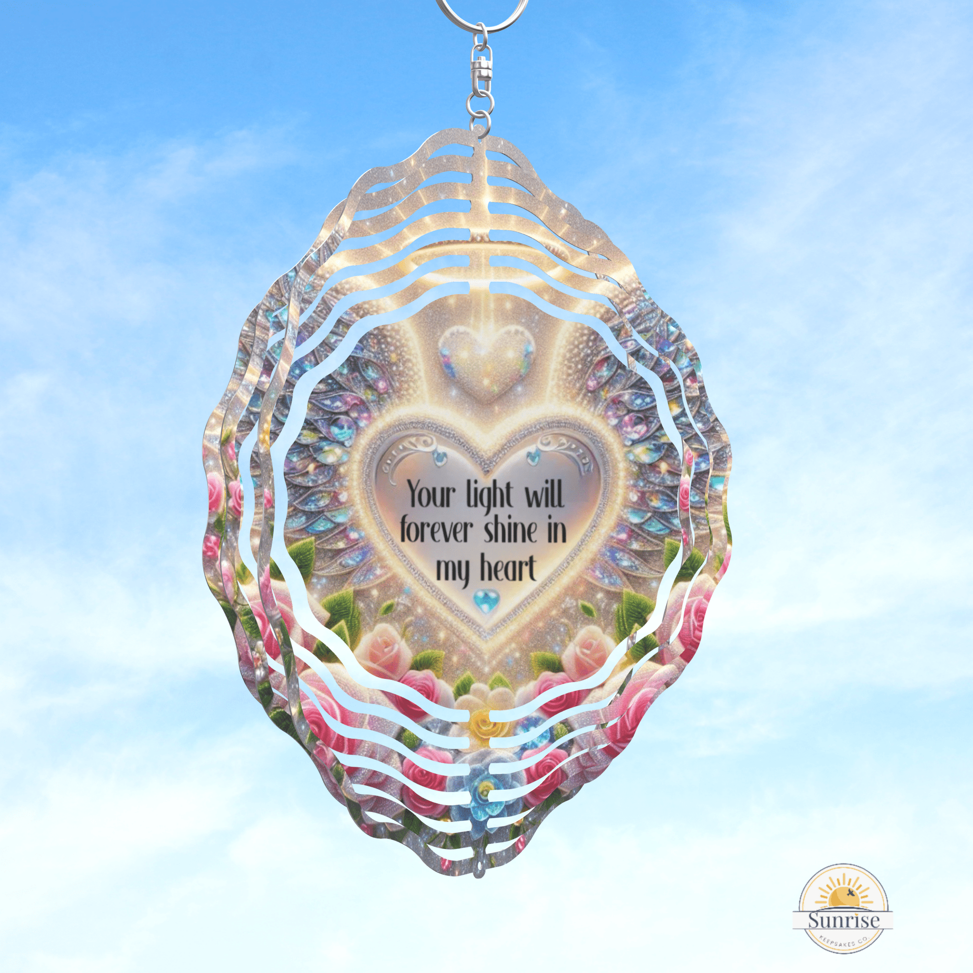 Angel Memorial Photo Wind Spinner – Your Light Will Forever Shine – Personalized Wind Spinner by Sunrise Keepsakes