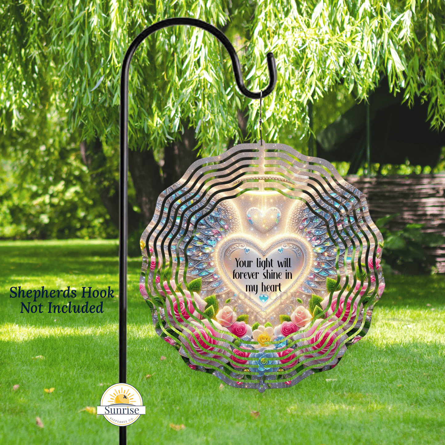 Angel Memorial Photo Wind Spinner – Your Light Will Forever Shine – Personalized Wind Spinner by Sunrise Keepsakes