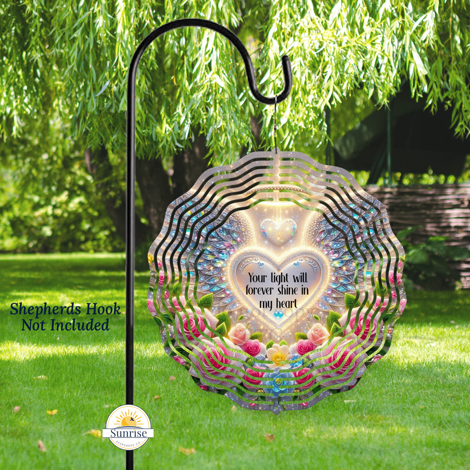 Angel Memorial Photo Wind Spinner – Your Light Will Forever Shine – Personalized Wind Spinner by Sunrise Keepsakes