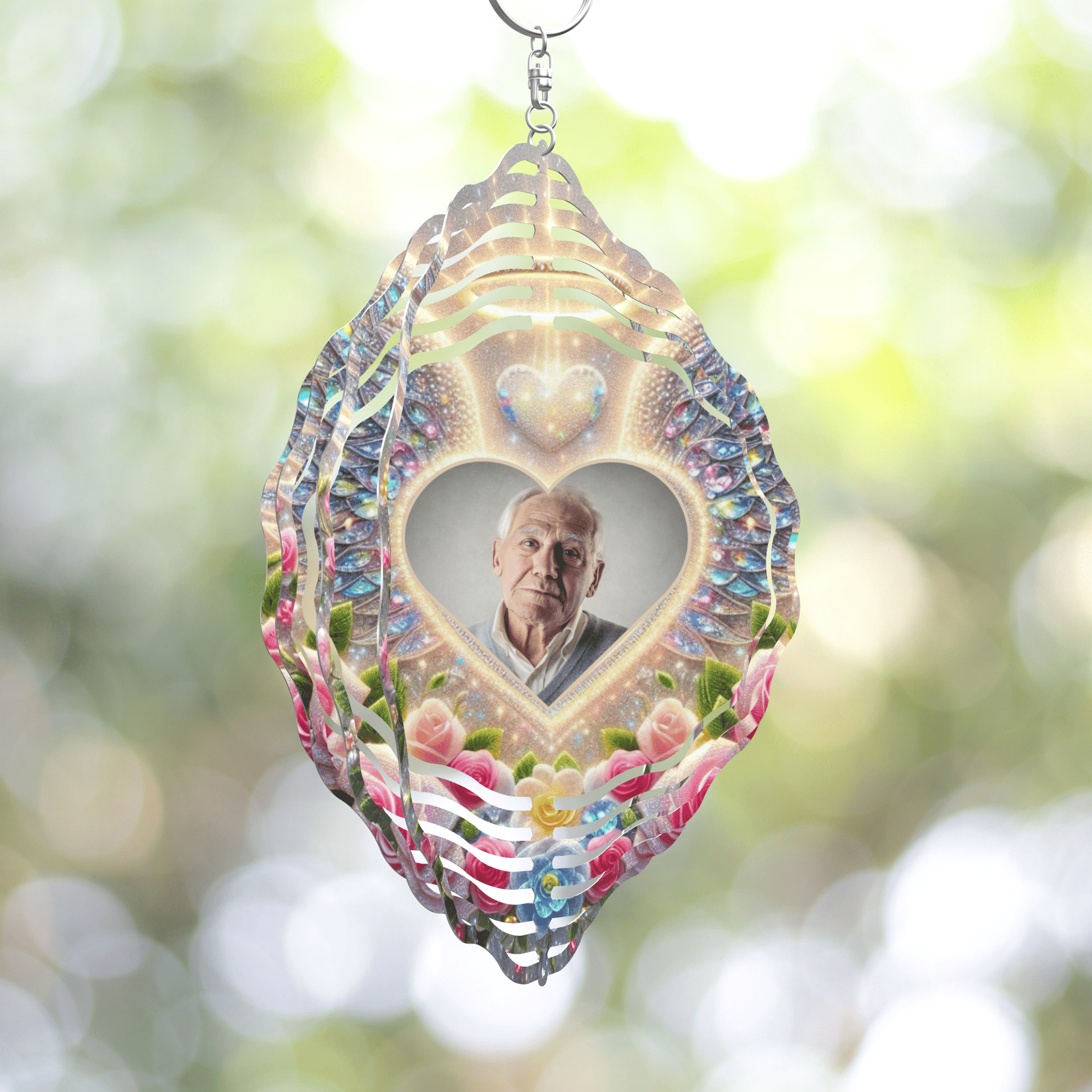 Angel Memorial Photo Wind Spinner – Your Light Will Forever Shine – Personalized Wind Spinner by Sunrise Keepsakes