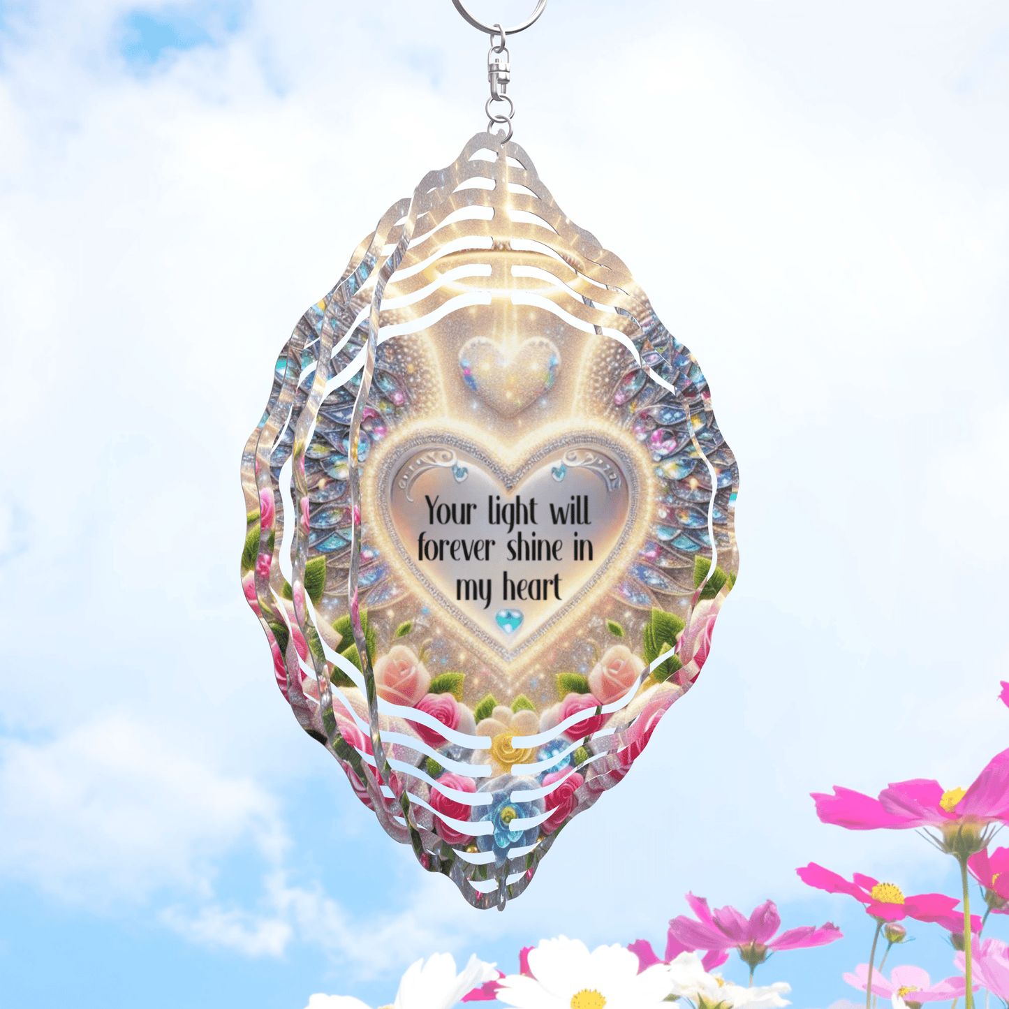 Angel Memorial Photo Wind Spinner – Your Light Will Forever Shine – Personalized Wind Spinner by Sunrise Keepsakes