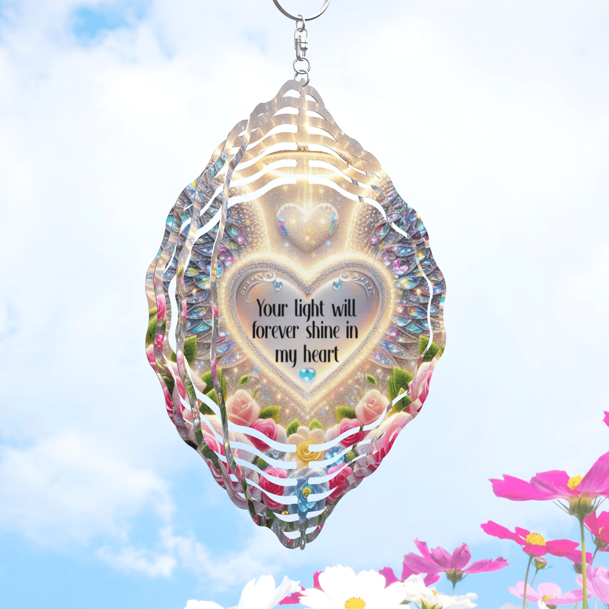 Angel Memorial Photo Wind Spinner – Your Light Will Forever Shine – Personalized Wind Spinner by Sunrise Keepsakes