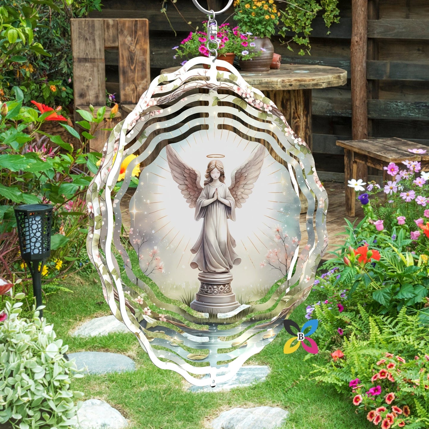 Angel Wind Spinner | 10 - Inch Memorial & Sympathy Garden Decor – Personalized Wind Spinner by Sunrise Keepsakes
