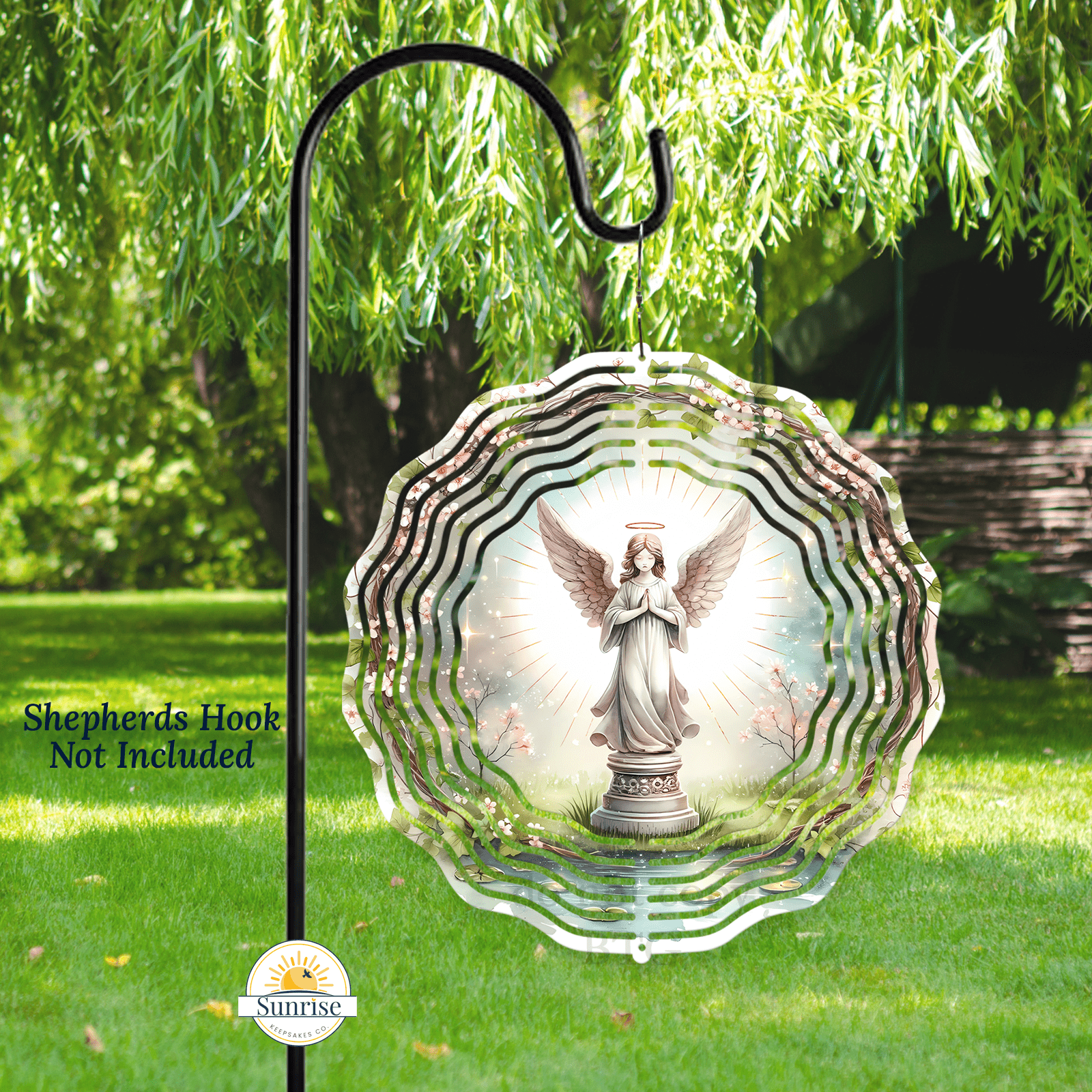 Angel Wind Spinner | 10 - Inch Memorial & Sympathy Garden Decor – Personalized Wind Spinner by Sunrise Keepsakes