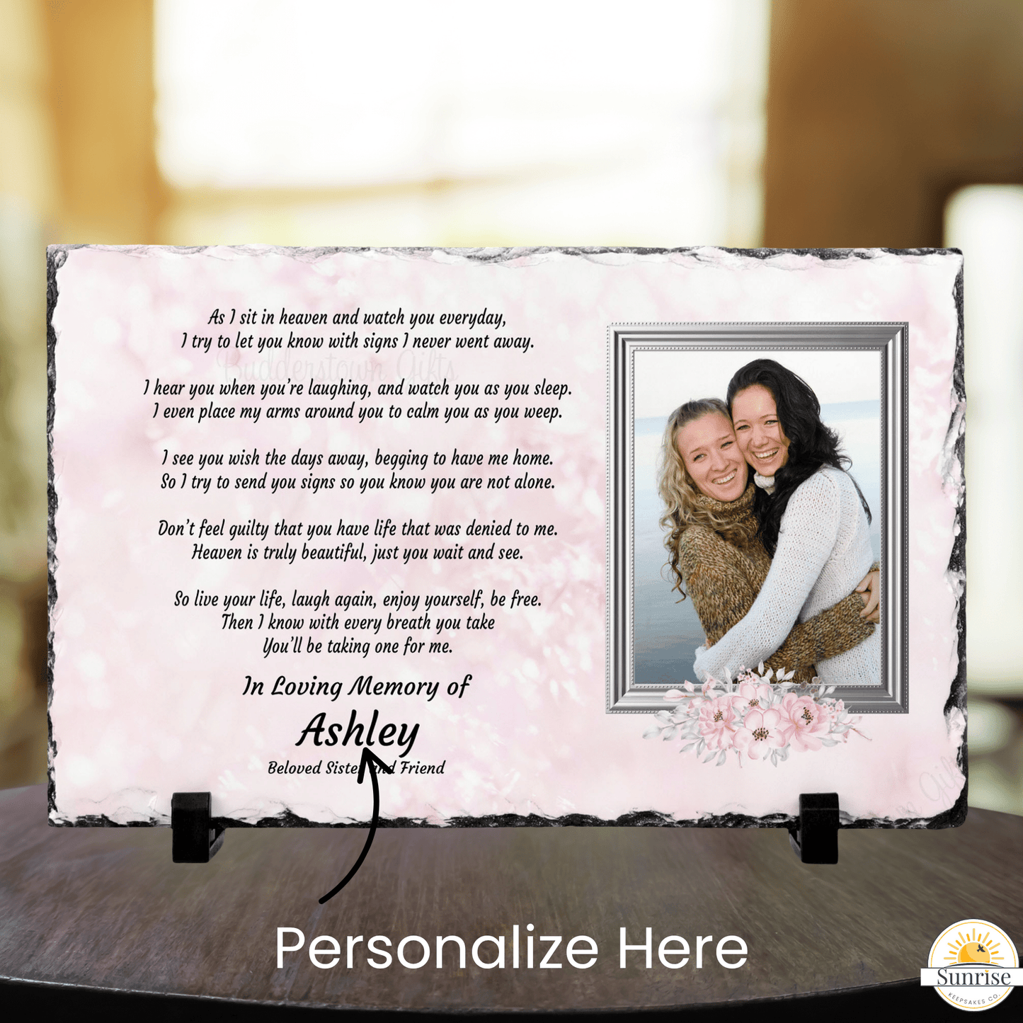 As I Sit In Heaven Memorial Photo Plaque - Pink or Blue – Personalized Sympathy Gifts by Sunrise Keepsakes