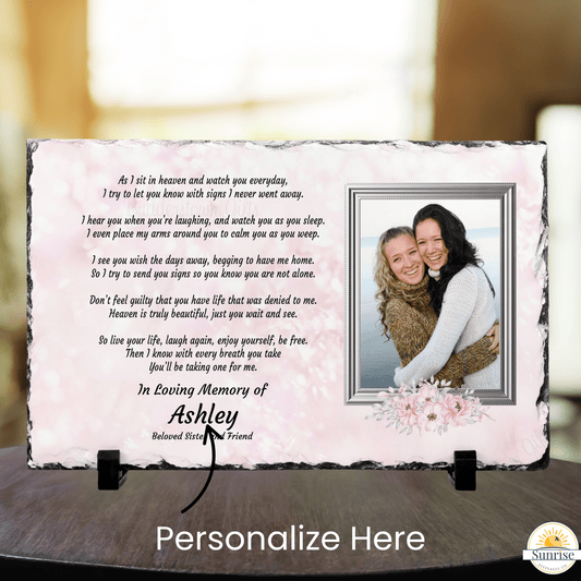 As I Sit In Heaven Memorial Photo Plaque - Pink or Blue – Personalized Sympathy Gifts by Sunrise Keepsakes