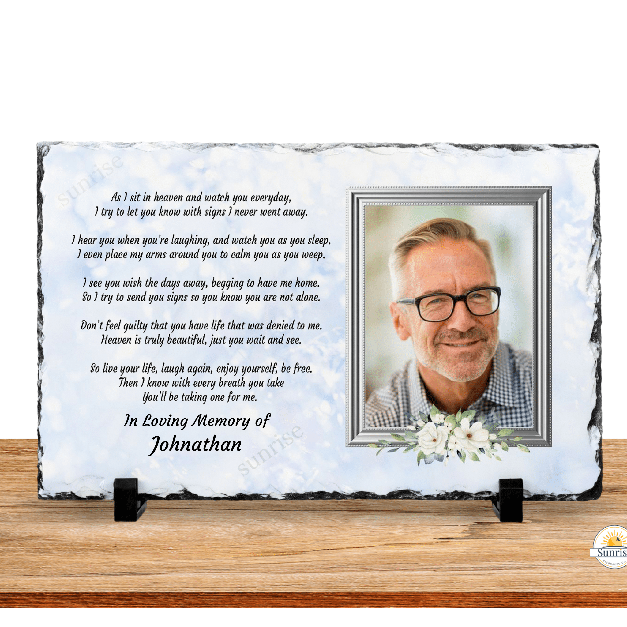 Remembrance Memorial Photo Plaque Soft Color Options Sunrise