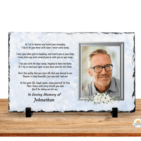 As I Sit In Heaven Memorial Photo Plaque - Pink or Blue – Personalized Sympathy Gifts by Sunrise Keepsakes