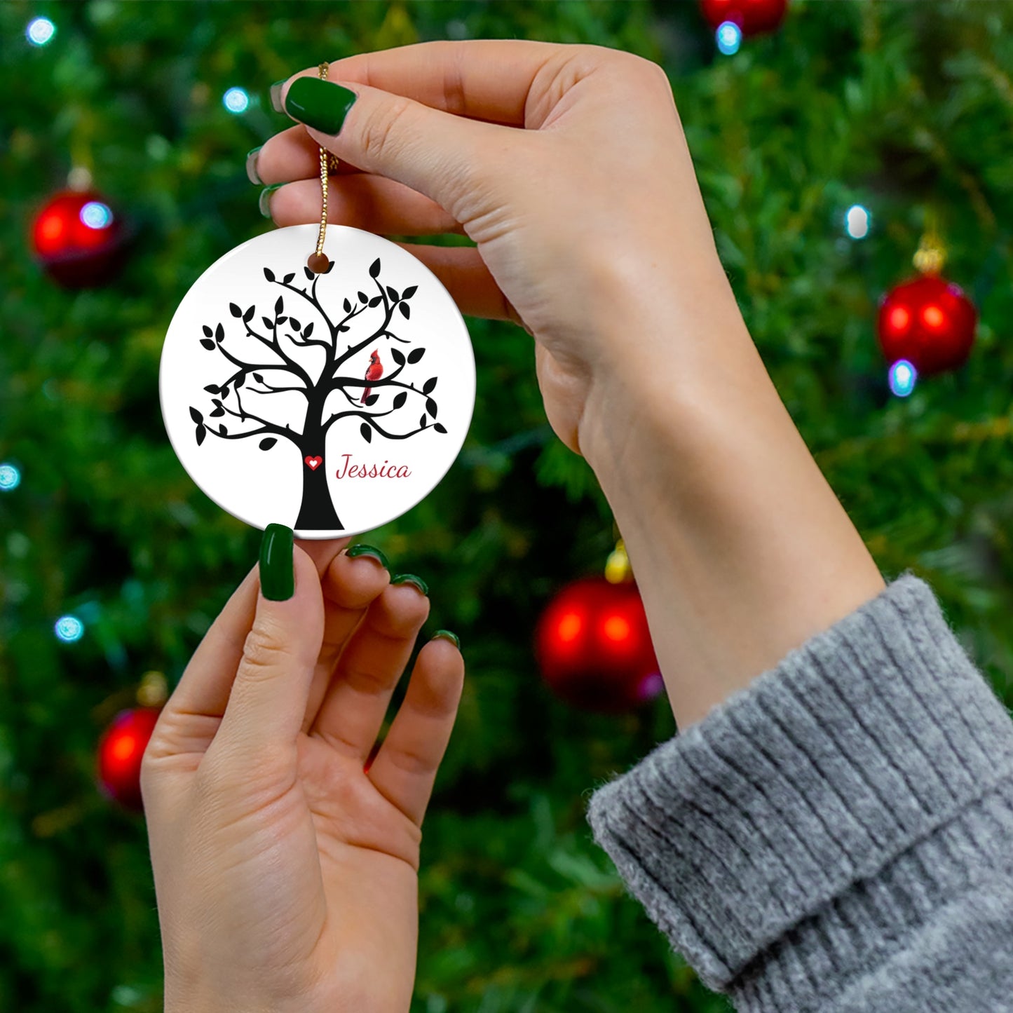 Cardinal Memorial Ornament - Cardinal Sympathy Gift – Personalized Memorial Ornament by Sunrise Keepsakes