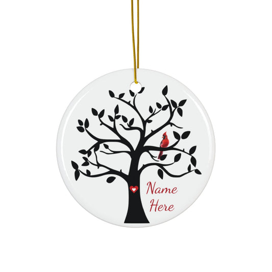 Cardinal Memorial Ornament - Ceramic Cardinal Tree – Personalized Memorial Ornament by Sunrise Keepsakes