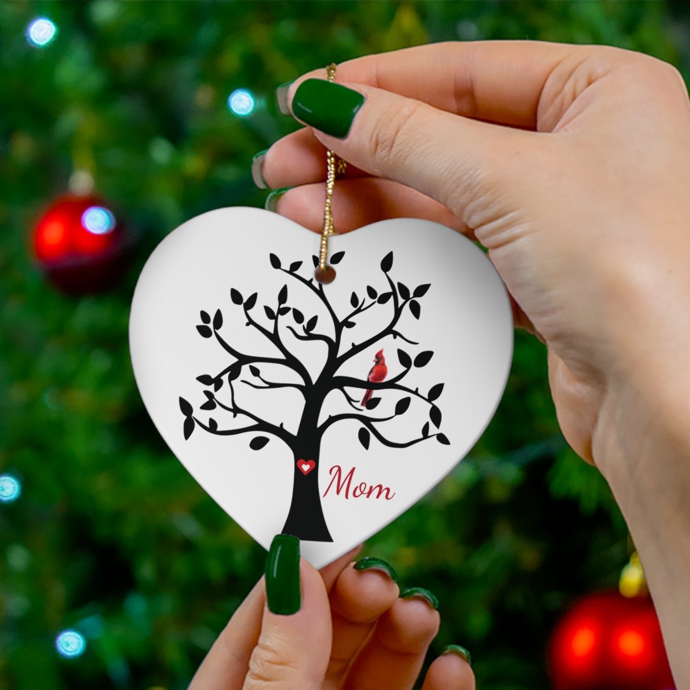 Cardinal Memorial Ornament - Ceramic Cardinal Tree – Personalized Memorial Ornament by Sunrise Keepsakes