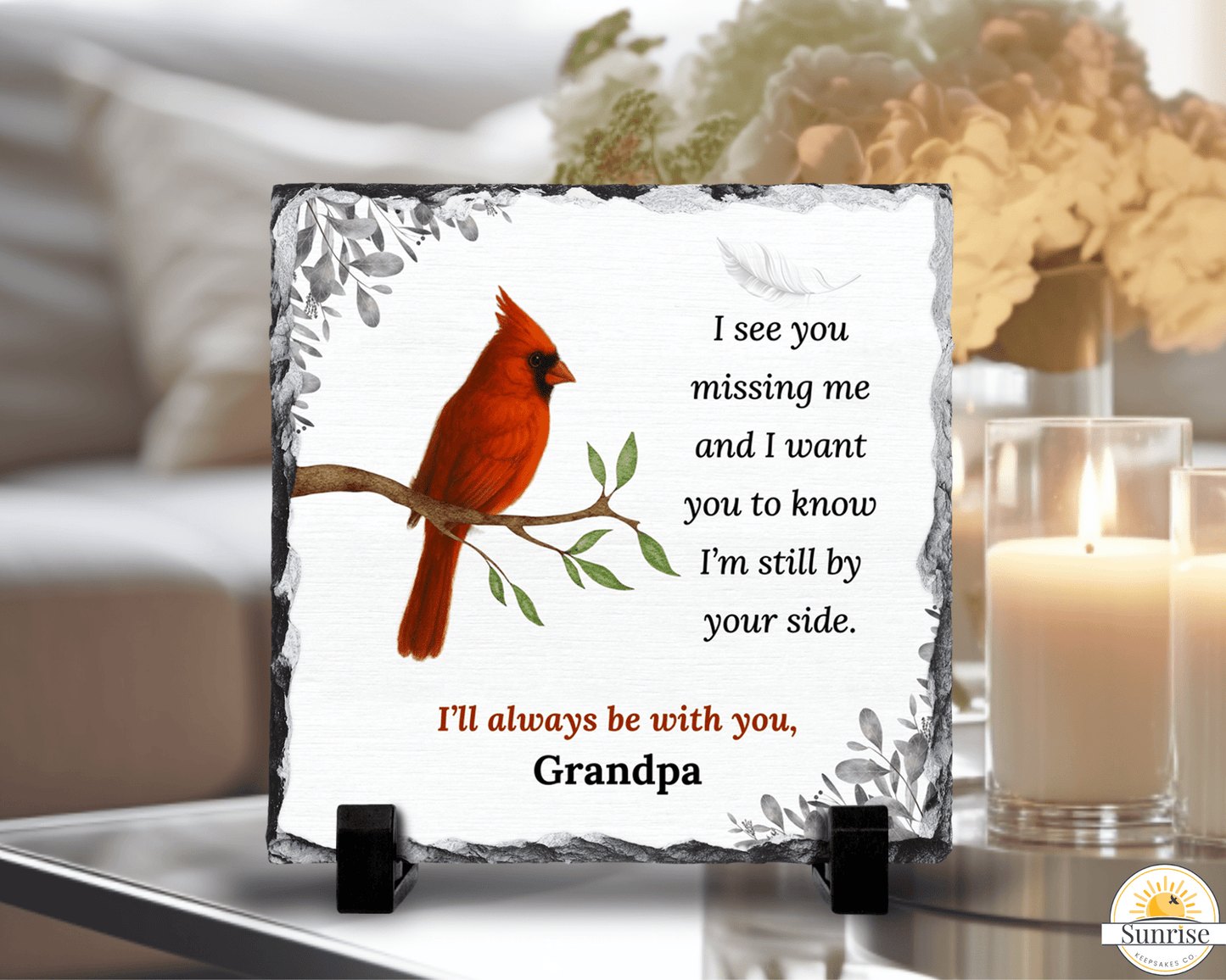 Cardinal Memorial Plaque – I'm Still By Your Side – Personalized Sympathy Gifts by Sunrise Keepsakes
