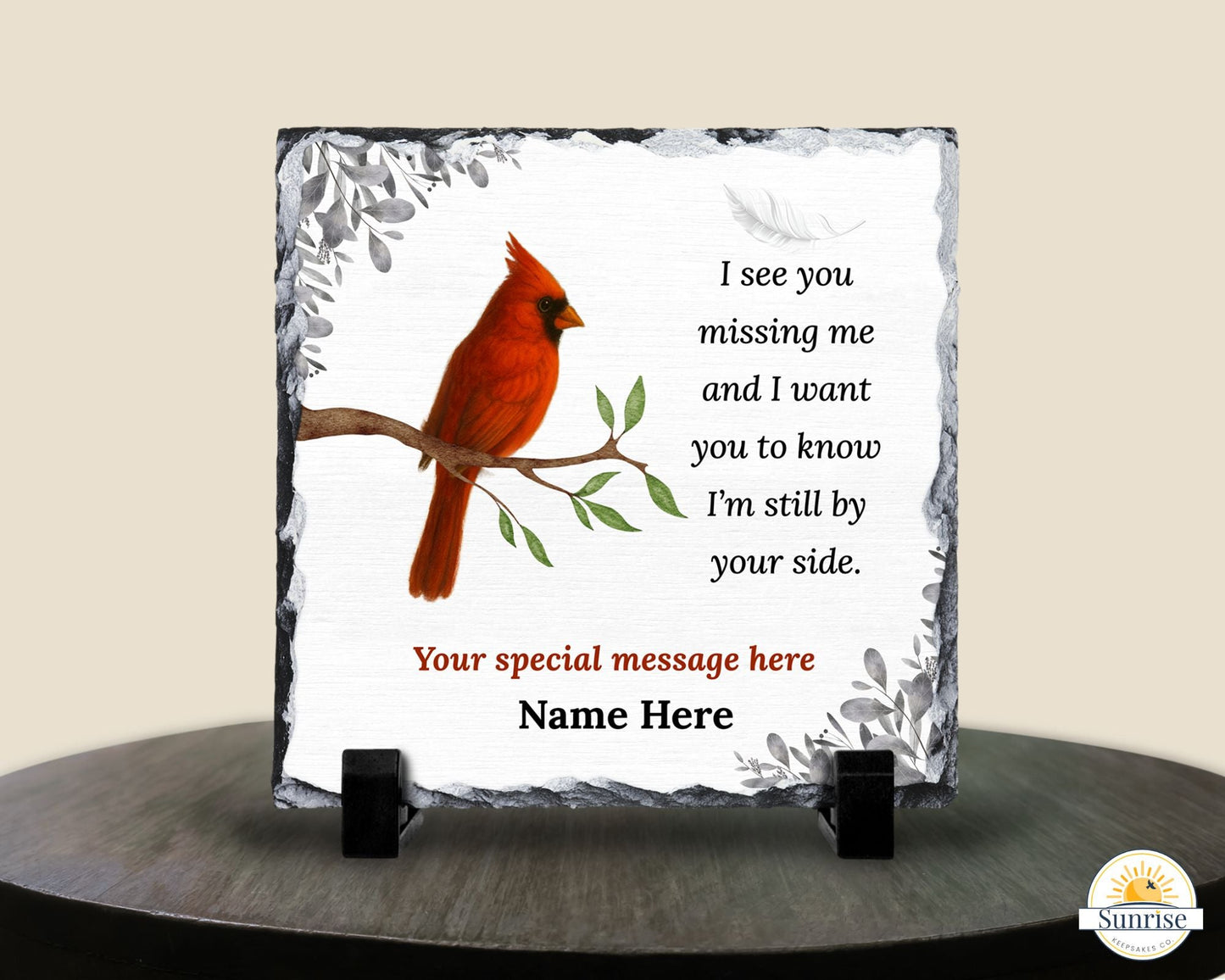 Cardinal Memorial Plaque – I'm Still By Your Side – Personalized Sympathy Gifts by Sunrise Keepsakes