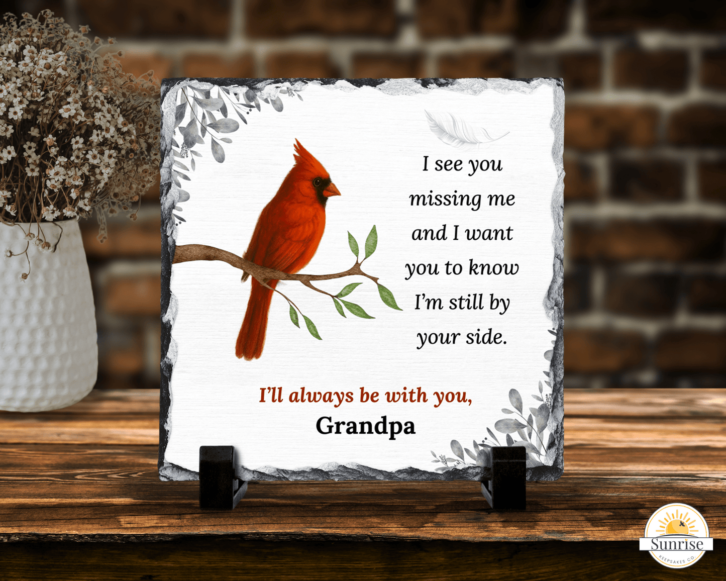 Cardinal Memorial Plaque – I'm Still By Your Side – Personalized Sympathy Gifts by Sunrise Keepsakes