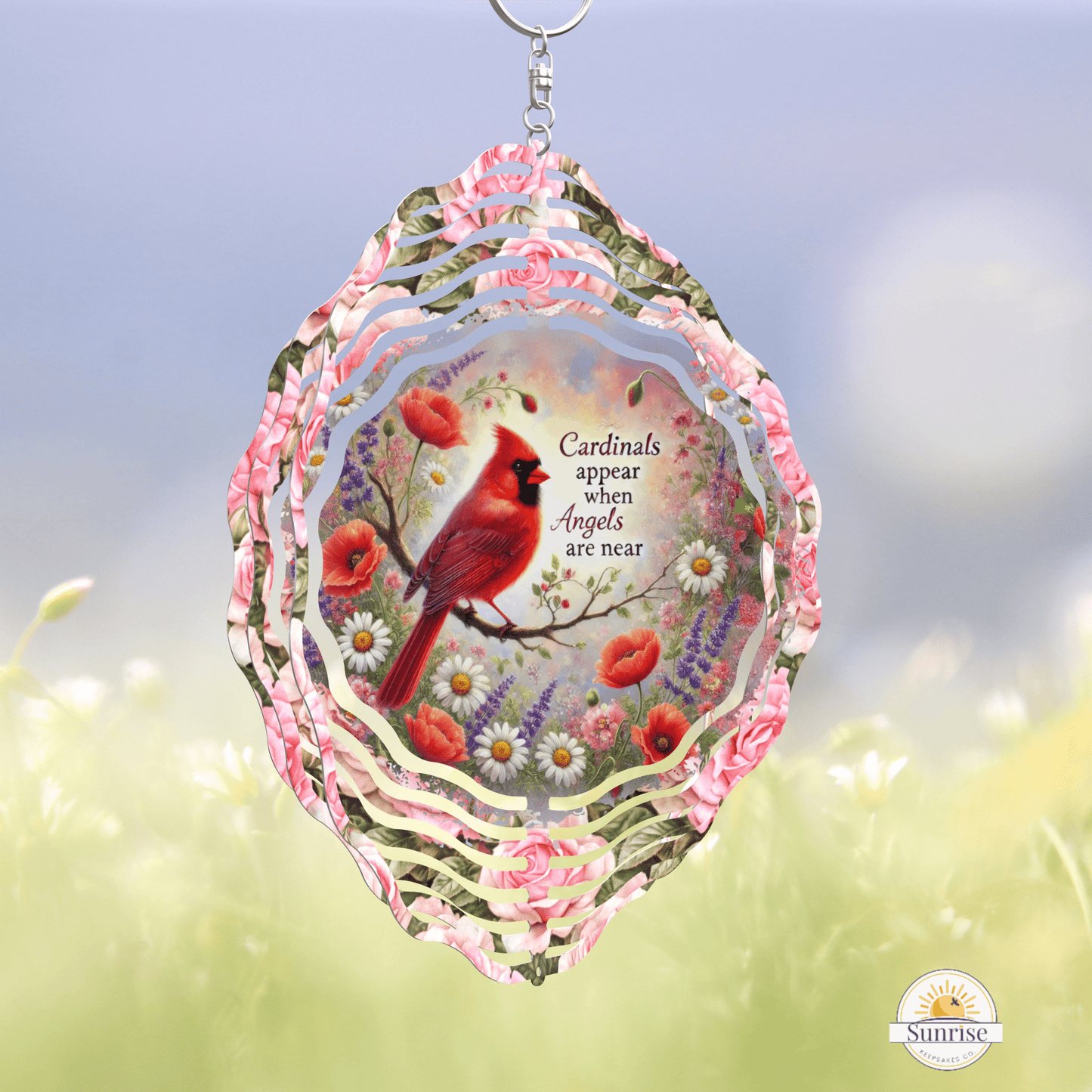 Cardinal Memorial Wind Spinner – Cardinals appear when angels are near – Personalized Wind Spinner by Sunrise Keepsakes