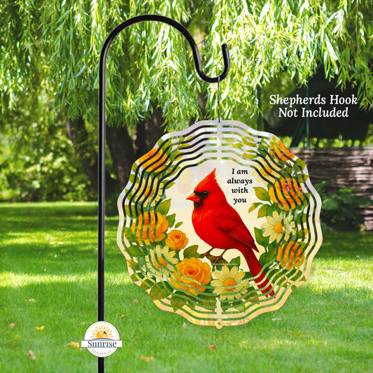 Cardinal Memorial Wind Spinner – "I Am Always With You" – Personalized Wind Spinner by Sunrise Keepsakes