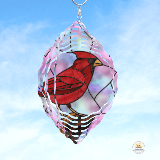 Cardinal Wind Spinner | Stained Glass Effect Memorial Decor – Personalized Wind Spinner by Sunrise Keepsakes