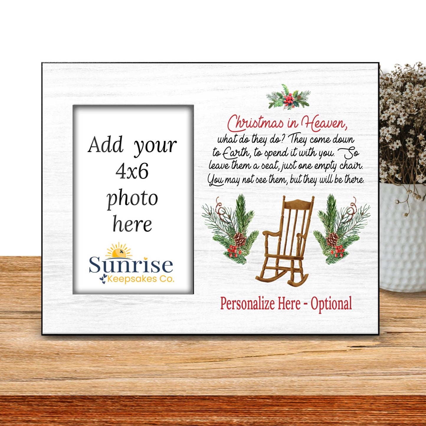 Christmas in Heaven Memorial Frame – Holiday Sympathy Gift – Personalized Sympathy Gifts by Sunrise Keepsakes