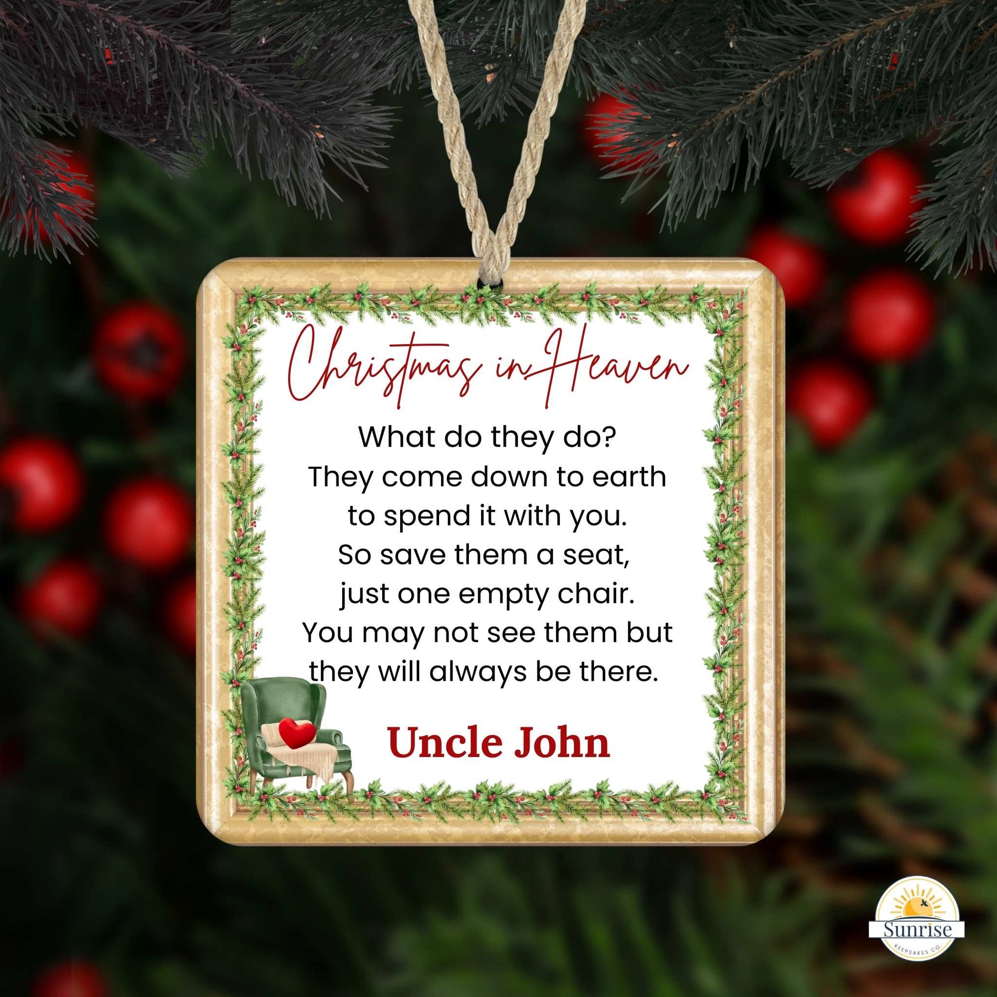 Christmas in Heaven Memorial Ornament – Personalized Home Decor by Sunrise Keepsakes