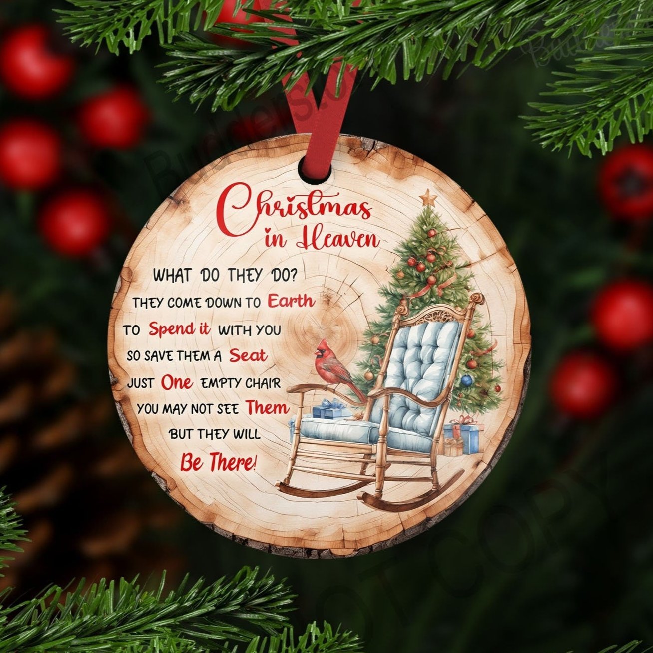 Christmas In Heaven Ornament - Sympathy gift ornament – Personalized Memorial Ornament by Sunrise Keepsakes