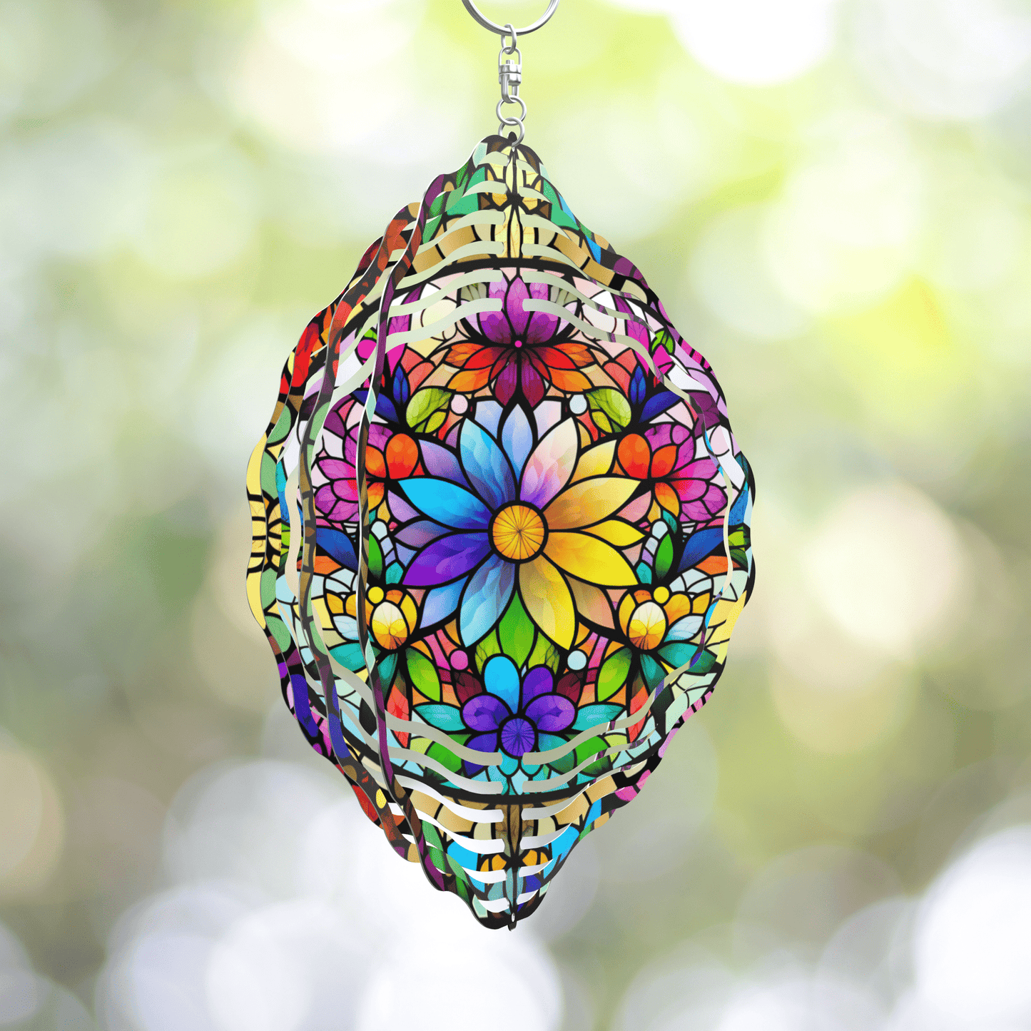 Colorful Flower Wind Spinner – 10" Yard & Garden Decor – Personalized Wind Spinner by Sunrise Keepsakes