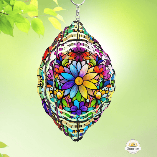 Colorful Flower Wind Spinner – 10" Yard & Garden Decor – Personalized Wind Spinner by Sunrise Keepsakes