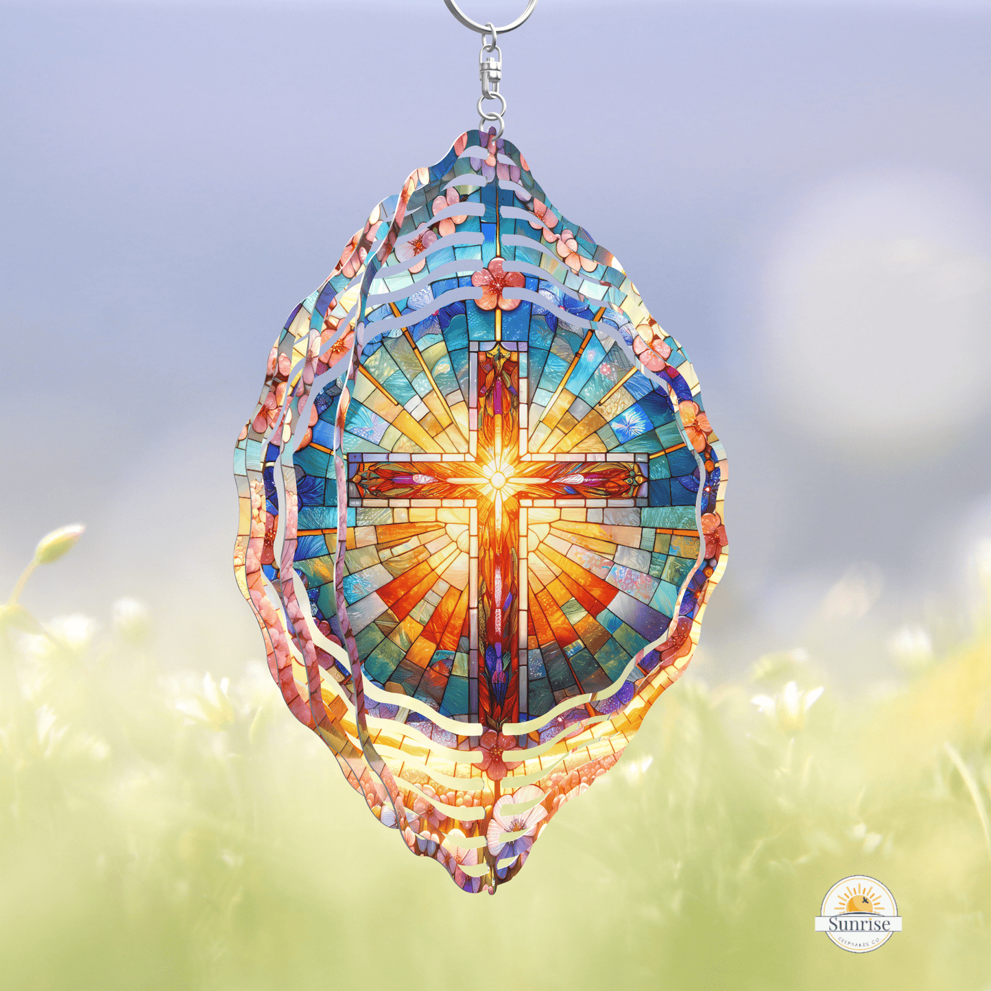 Cross Wind Spinner | Religious Memorial Gift – Personalized Wind Spinner by Sunrise Keepsakes