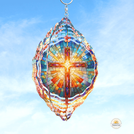 Cross Wind Spinner | Religious Memorial Gift – Personalized Wind Spinner by Sunrise Keepsakes