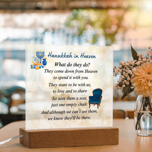 Hanukkah In Heaven Plaque - LED Acrylic Tribute Battery Operated or Corded – Personalized Sympathy Gifts by Sunrise Keepsakes