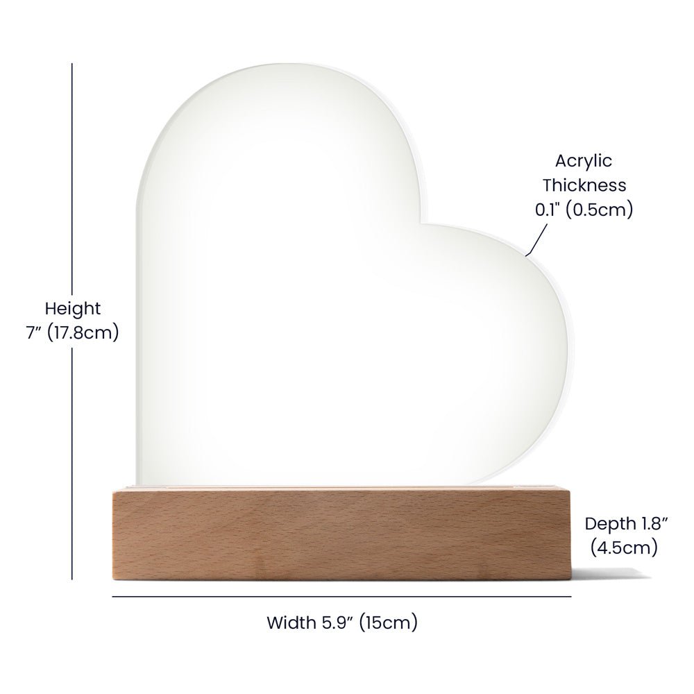 Heaven's Little Angel Acrylic Heart Plaque - Sympathy Gift with LED Light Base Sympathy Gifts by Sunrise Keepsakes