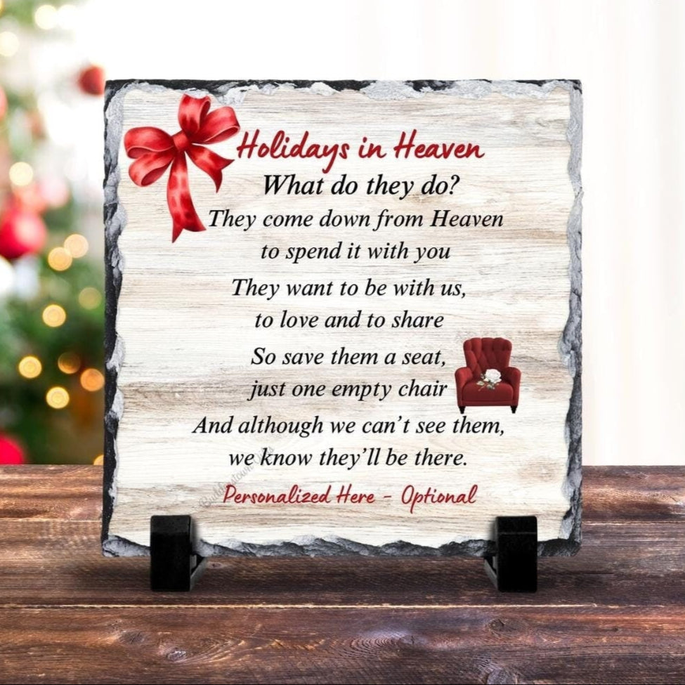Holidays in Heaven Plaque - Christmas in Heaven – Personalized Sympathy Gifts by Sunrise Keepsakes