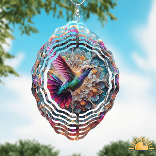 Hummingbird Wind Spinner | Hummingbird Mandala Lotus – Personalized Wind Spinner by Sunrise Keepsakes