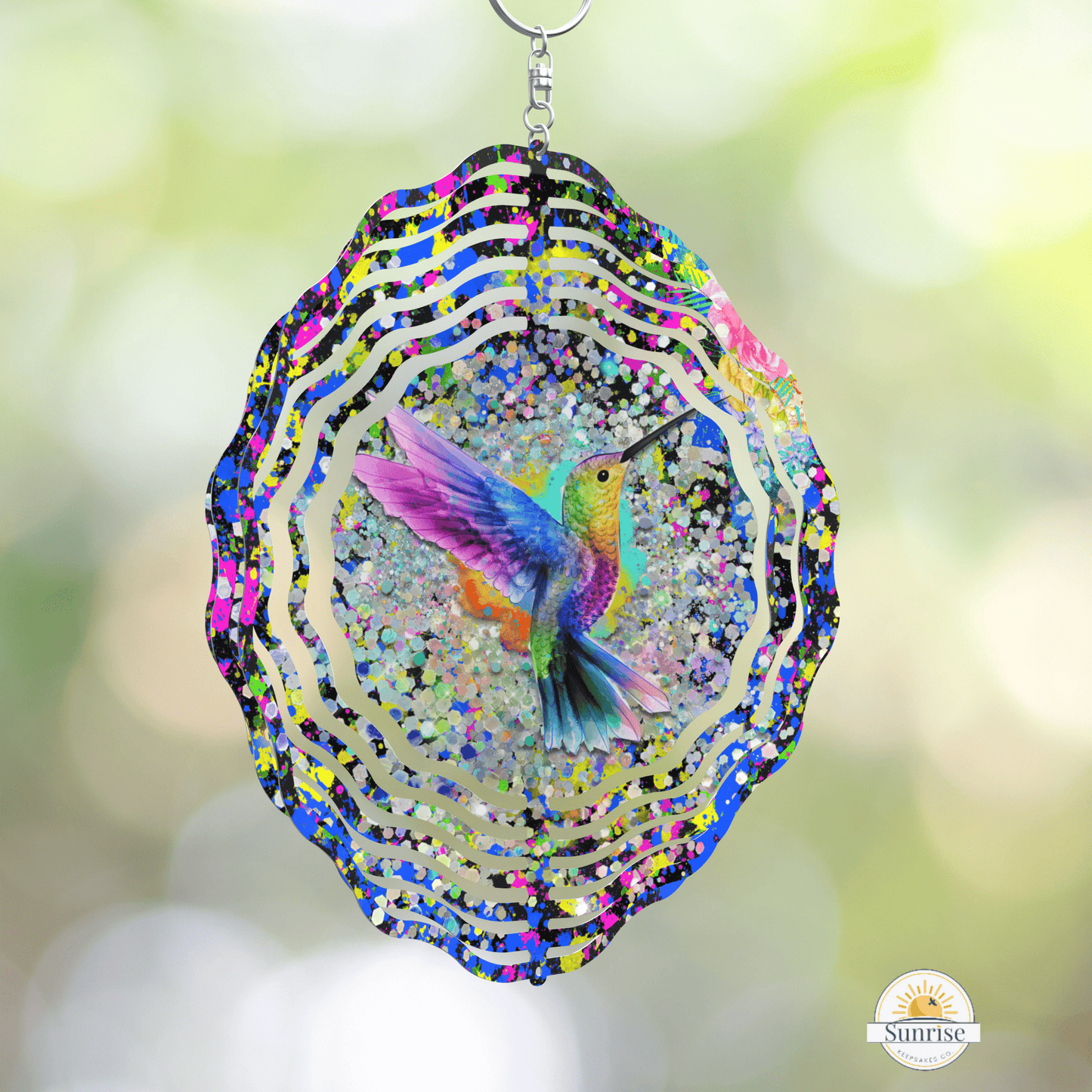 Hummingbird Wind Spinner | Vibrant Outdoor Garden Decor – Personalized Wind Spinner by Sunrise Keepsakes