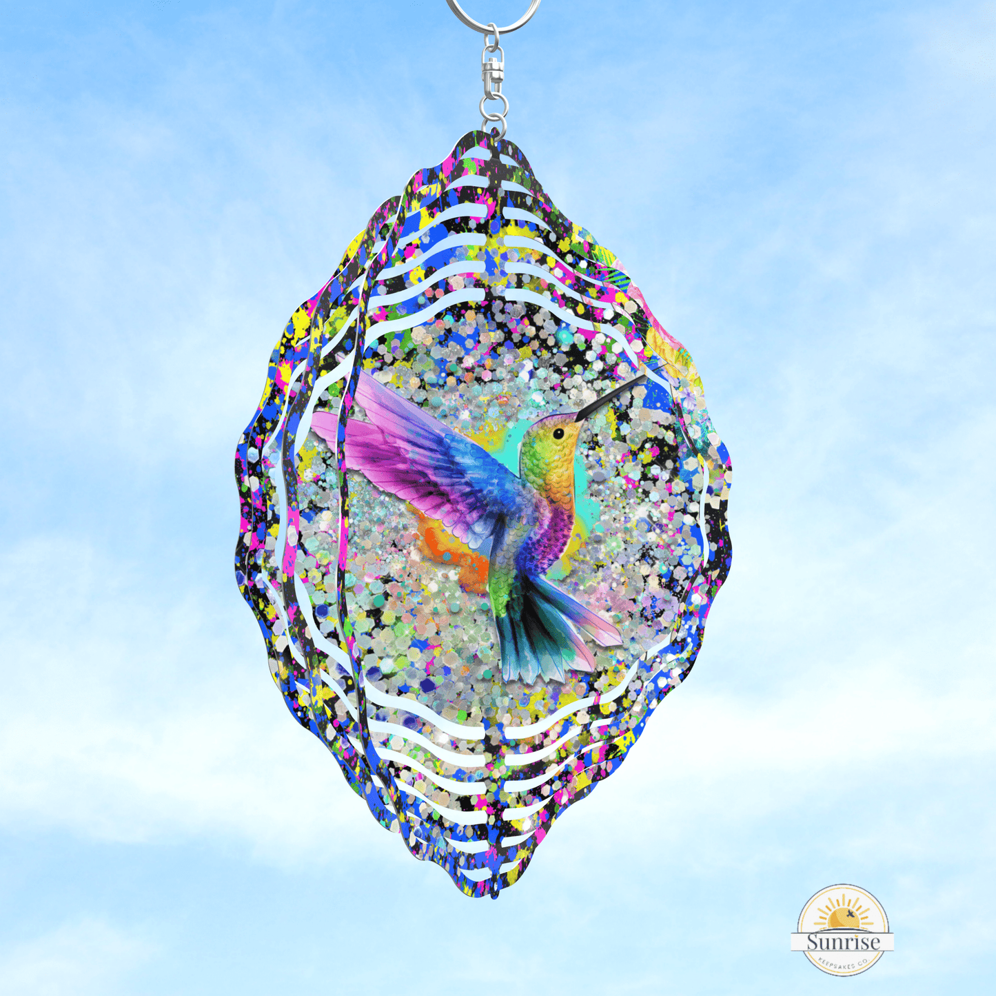 Hummingbird Wind Spinner | Vibrant Outdoor Garden Decor – Personalized Wind Spinner by Sunrise Keepsakes