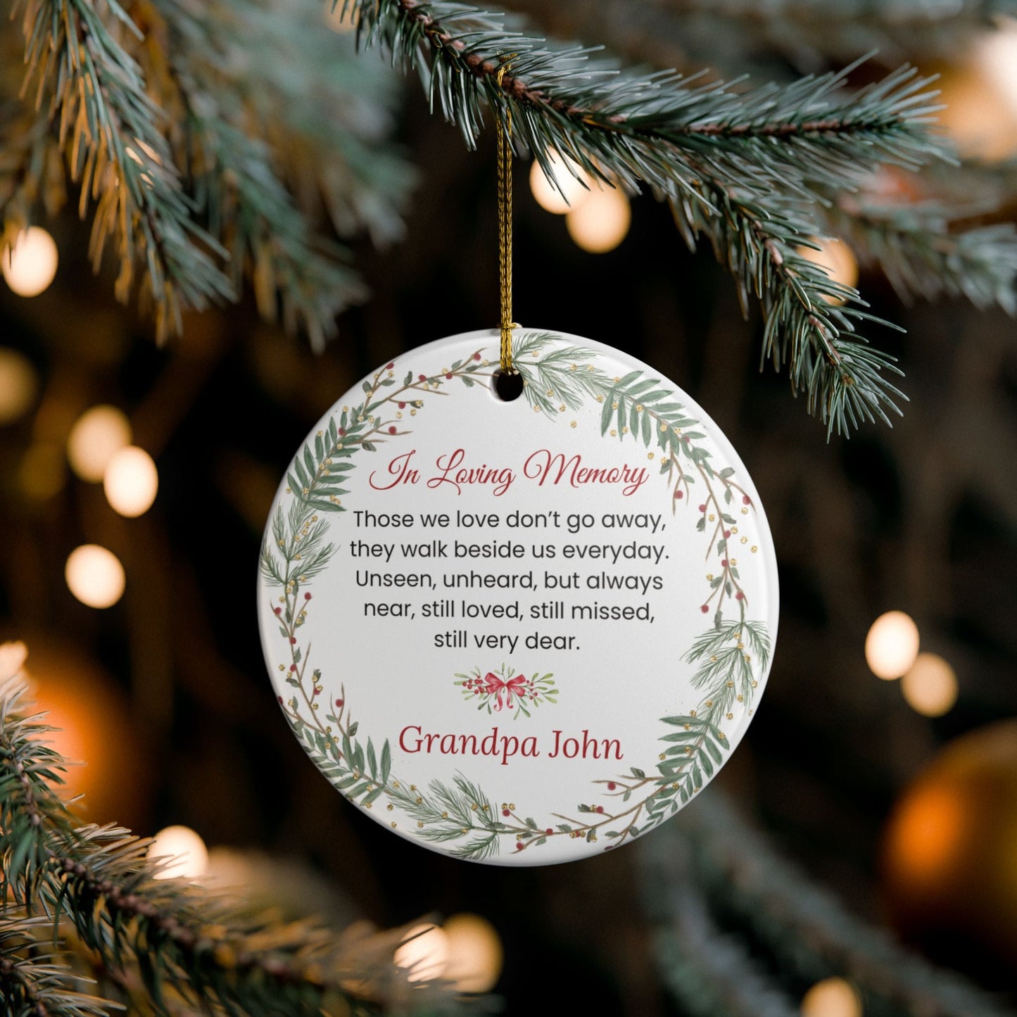 In Loving Memory Ceramic Memorial Ornament – Personalized Christmas Remembrance – Personalized Home Decor by Sunrise Keepsakes
