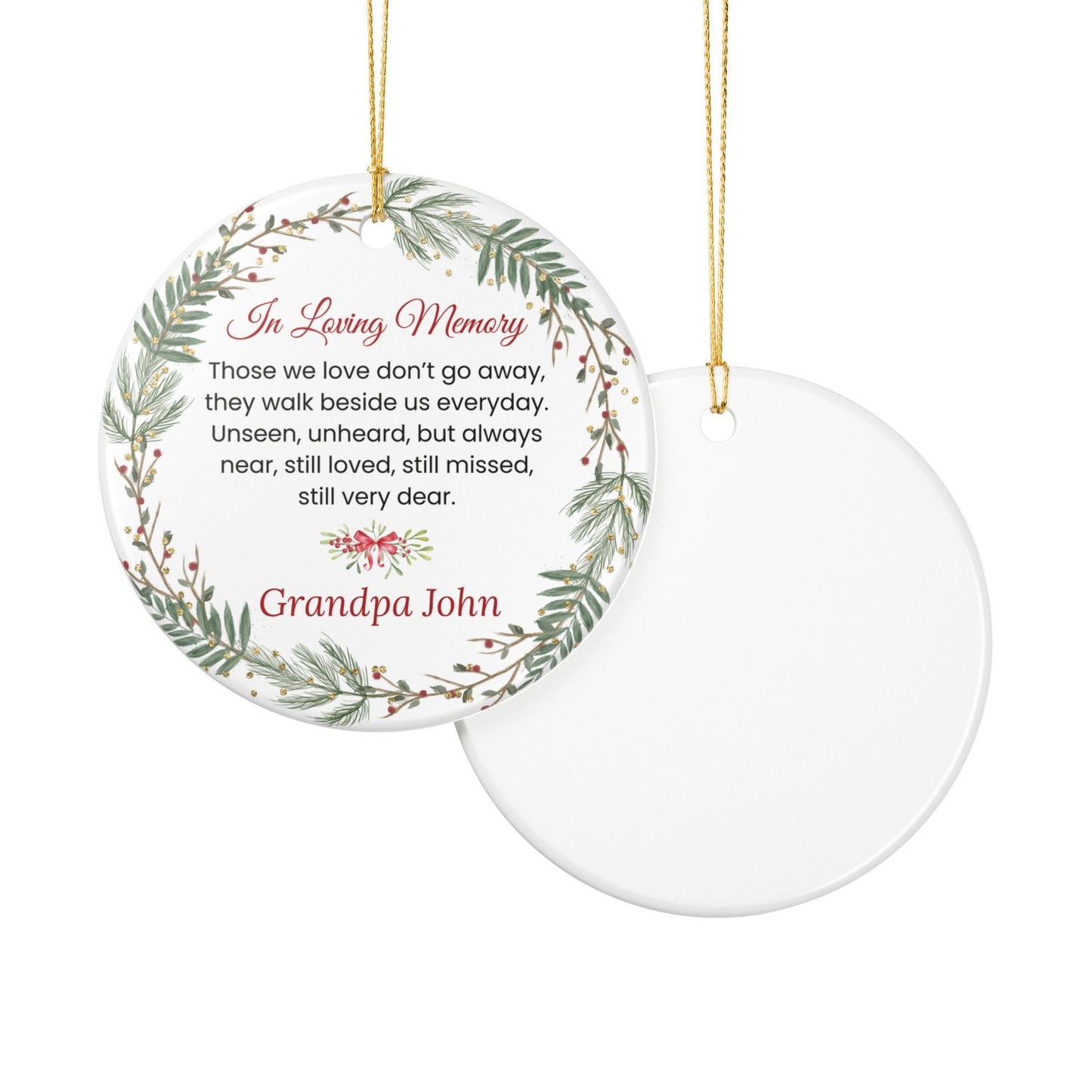 In Loving Memory Ceramic Memorial Ornament – Personalized Christmas Remembrance – Personalized Home Decor by Sunrise Keepsakes