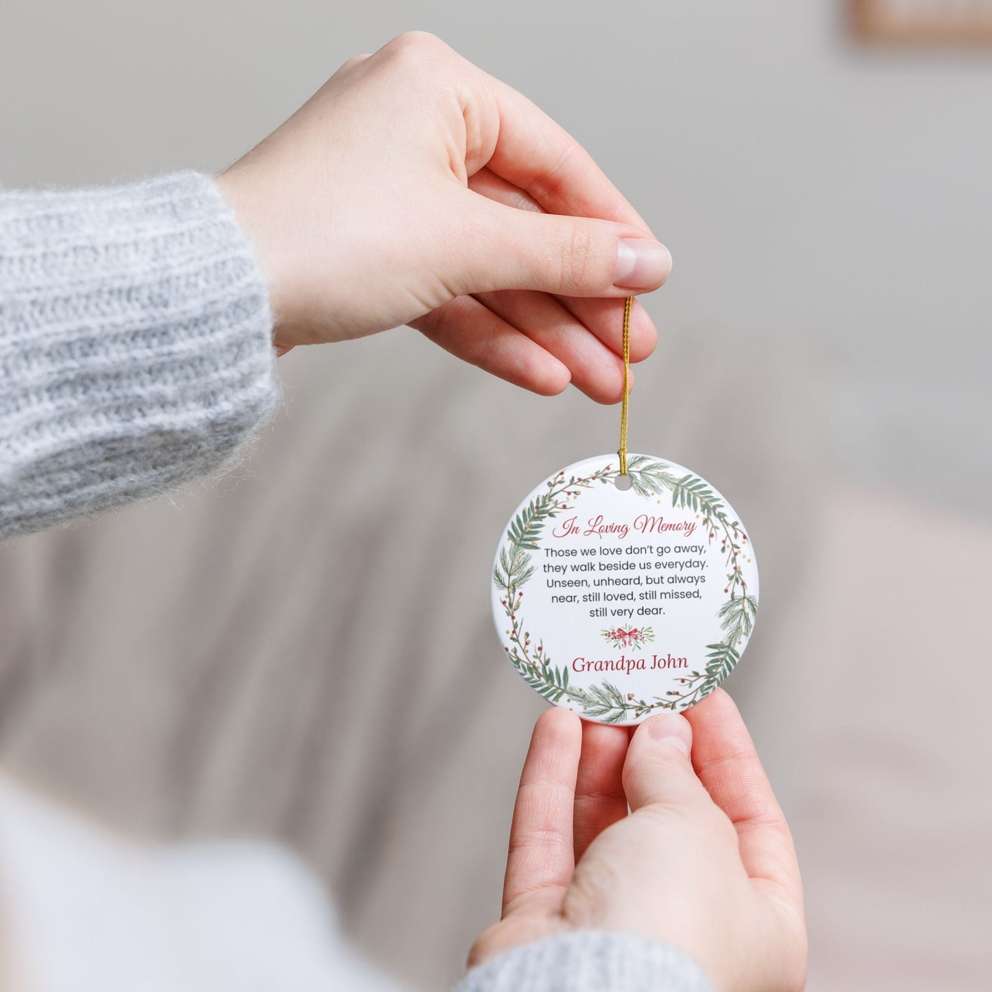 In Loving Memory Ceramic Memorial Ornament – Personalized Christmas Remembrance – Personalized Home Decor by Sunrise Keepsakes