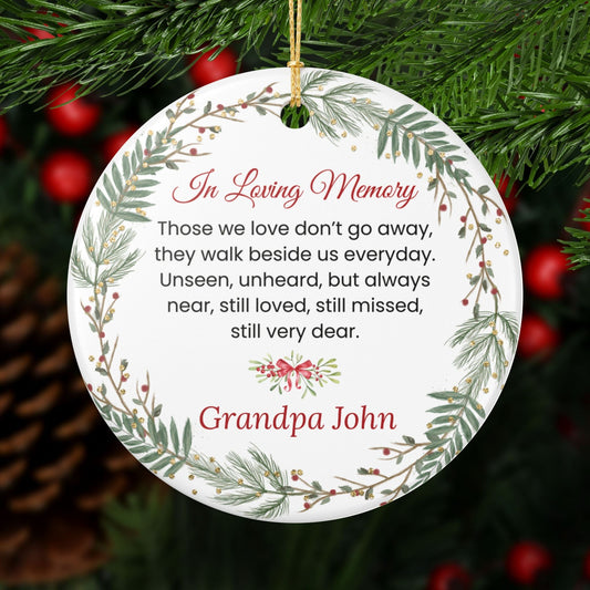 In Loving Memory Ceramic Memorial Ornament – Personalized Christmas Remembrance – Personalized Home Decor by Sunrise Keepsakes