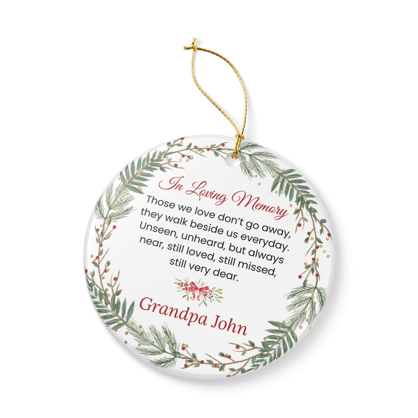 In Loving Memory Ceramic Memorial Ornament – Personalized Christmas Remembrance – Personalized Home Decor by Sunrise Keepsakes