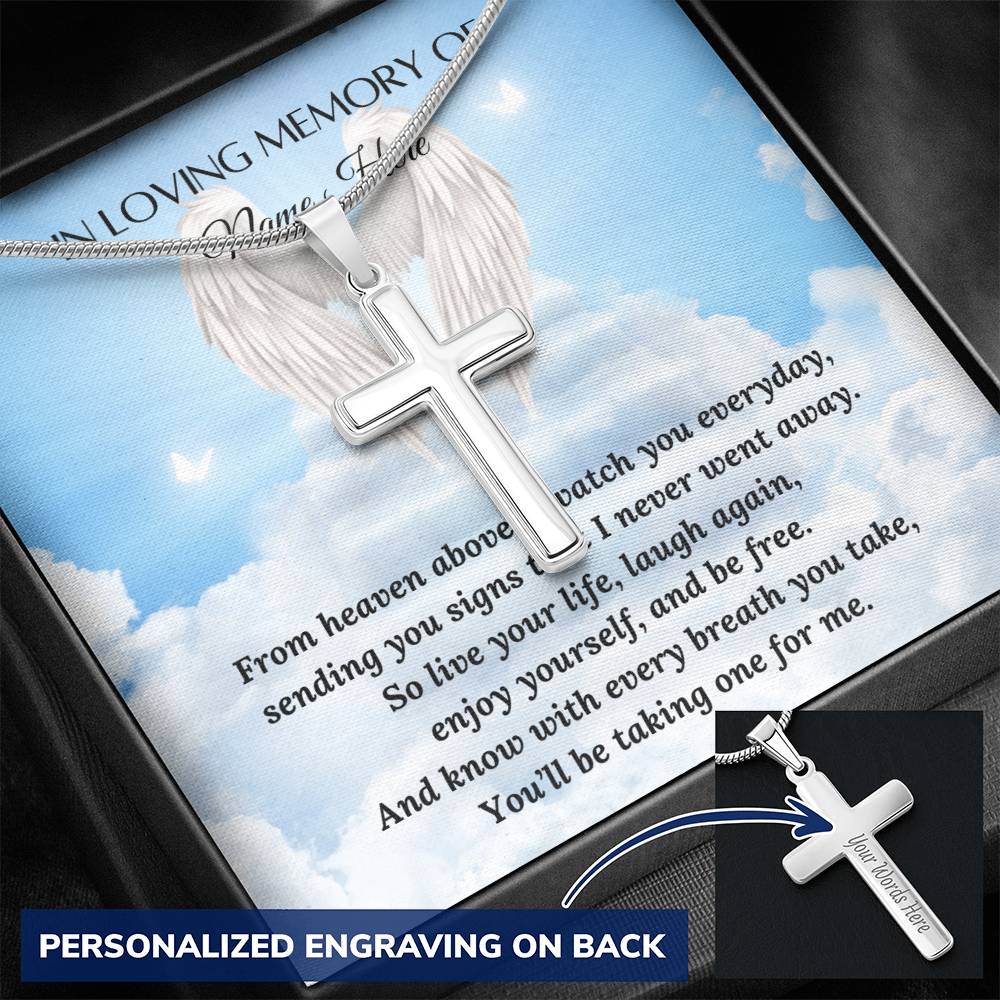 Loss of a Loved One - Personalized Cross Necklace - Laser Engraved Jewelry – Personalized Jewelry by Sunrise Keepsakes