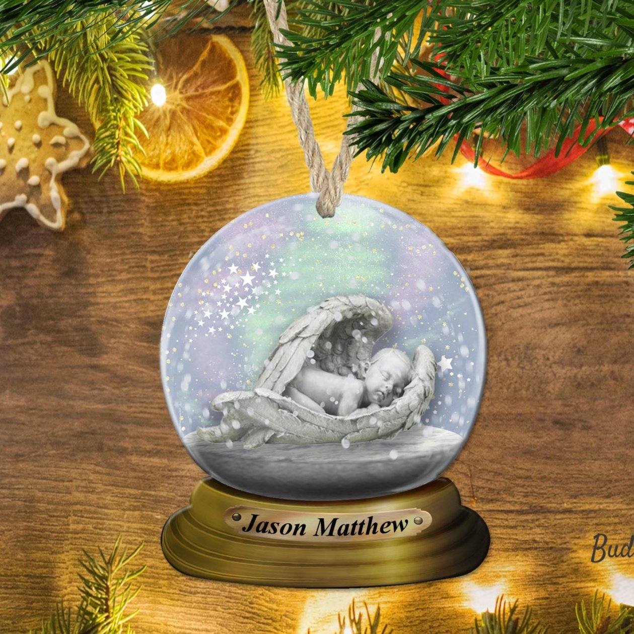 Loss of Baby Ornamant - Angel Snow globe Ornament – Personalized Memorial Ornament by Sunrise Keepsakes