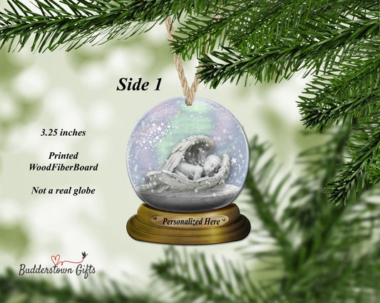 Loss of Baby Ornamant - Angel Snow globe Ornament – Personalized Memorial Ornament by Sunrise Keepsakes
