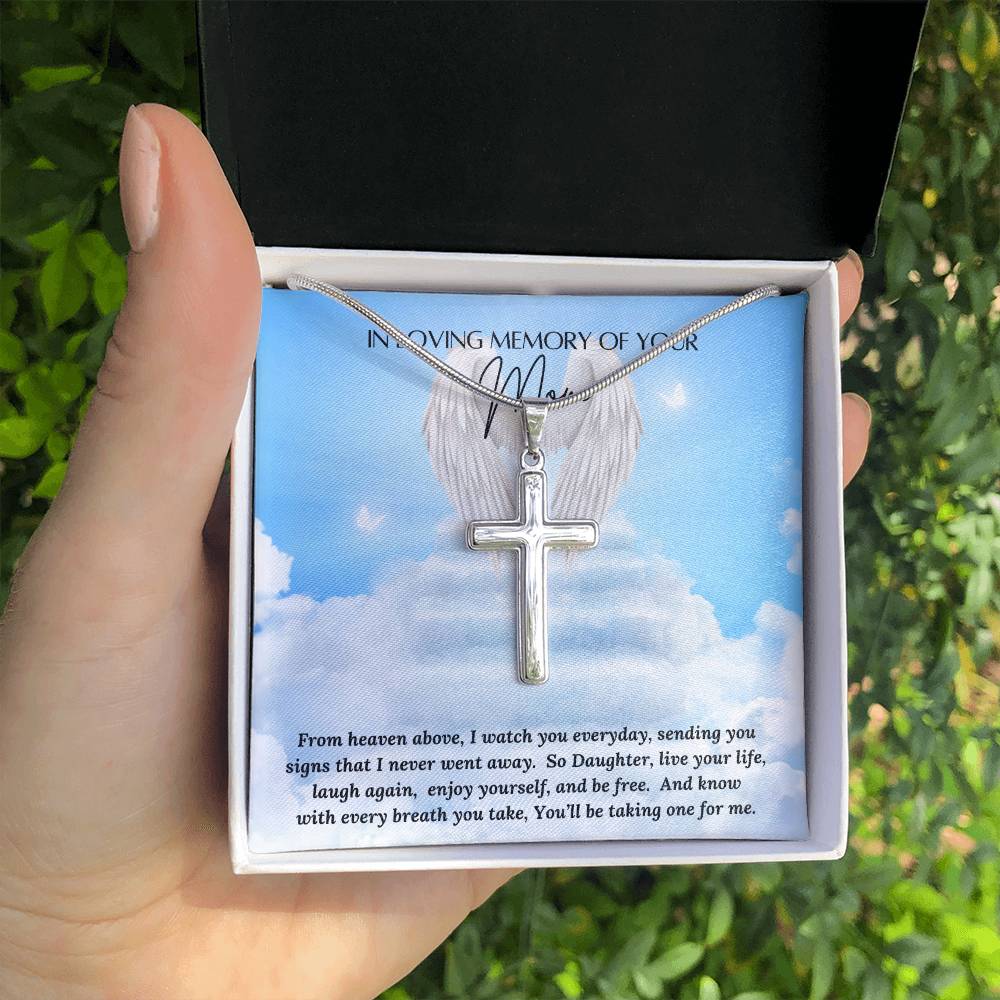 Loss of Mom Personalized Cross Necklace - Laser Engraved Jewelry - Loss of Mother Gift – Personalized Jewelry by Sunrise Keepsakes