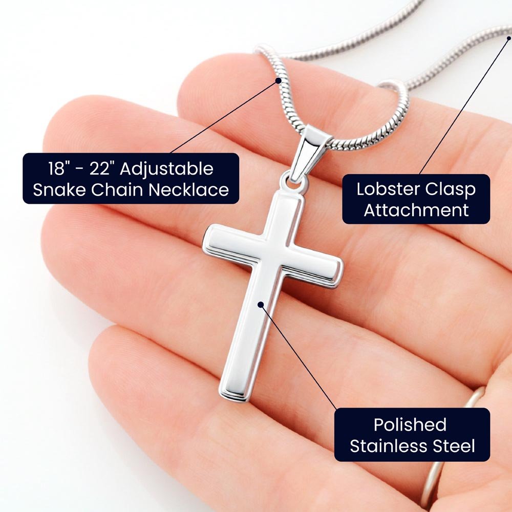 Loss of Mom Personalized Cross Necklace - Laser Engraved Jewelry - Loss of Mother Gift – Personalized Jewelry by Sunrise Keepsakes